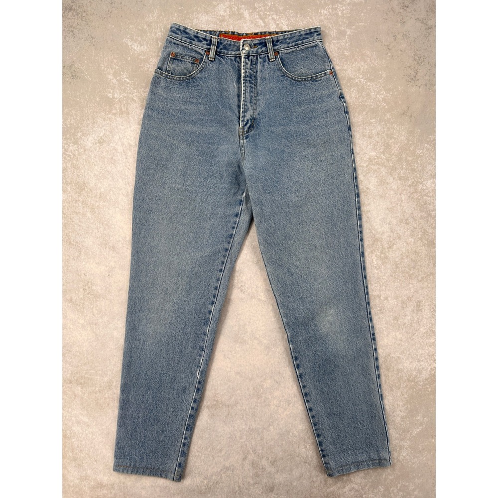 District Gasoline Vintage High Waisted Mom Jeans Medium Wash Western Tapered 28